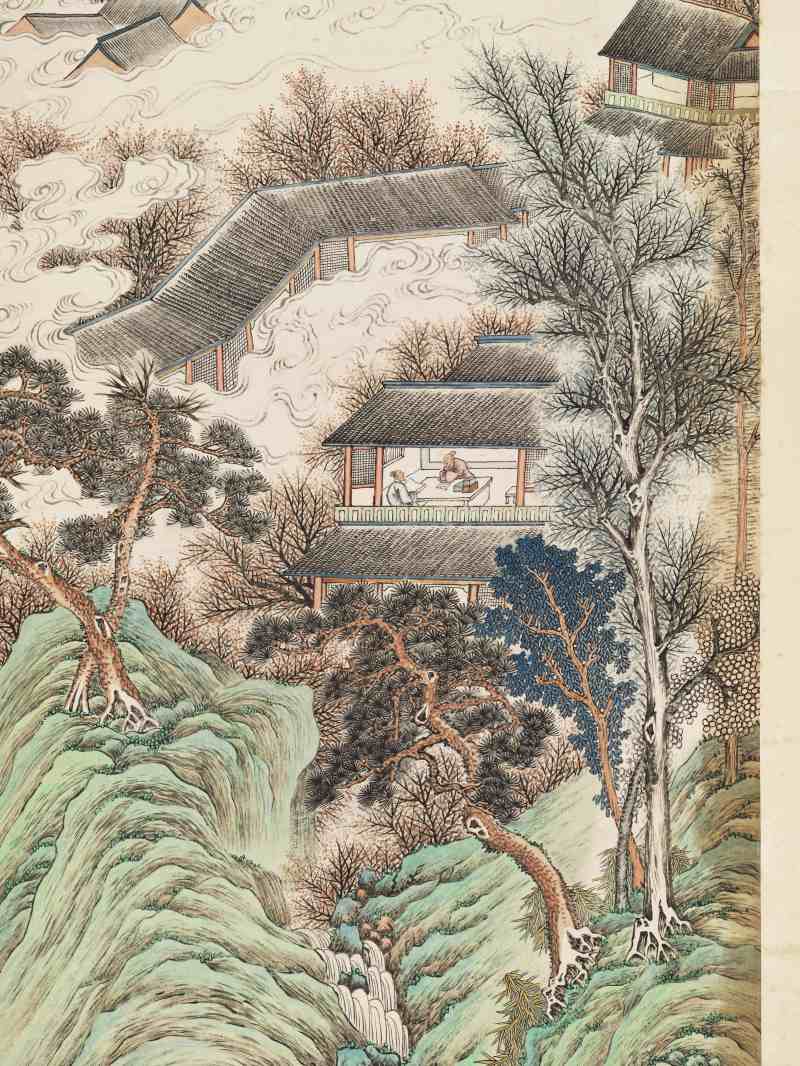 丙子（1936年）作 彭旸 仿仇英山水 - 图4