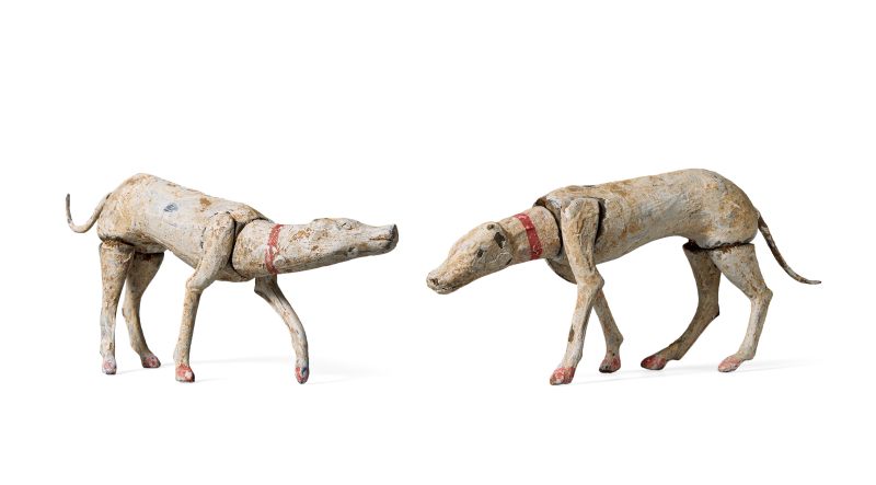 灰陶行犬一對 - 图1