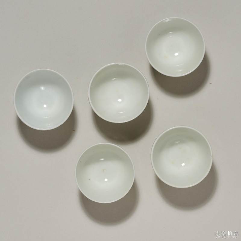 清 白釉酒杯（五只） - 图4