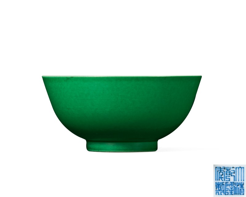 清乾隆 瓜皮綠釉碗 - 图1