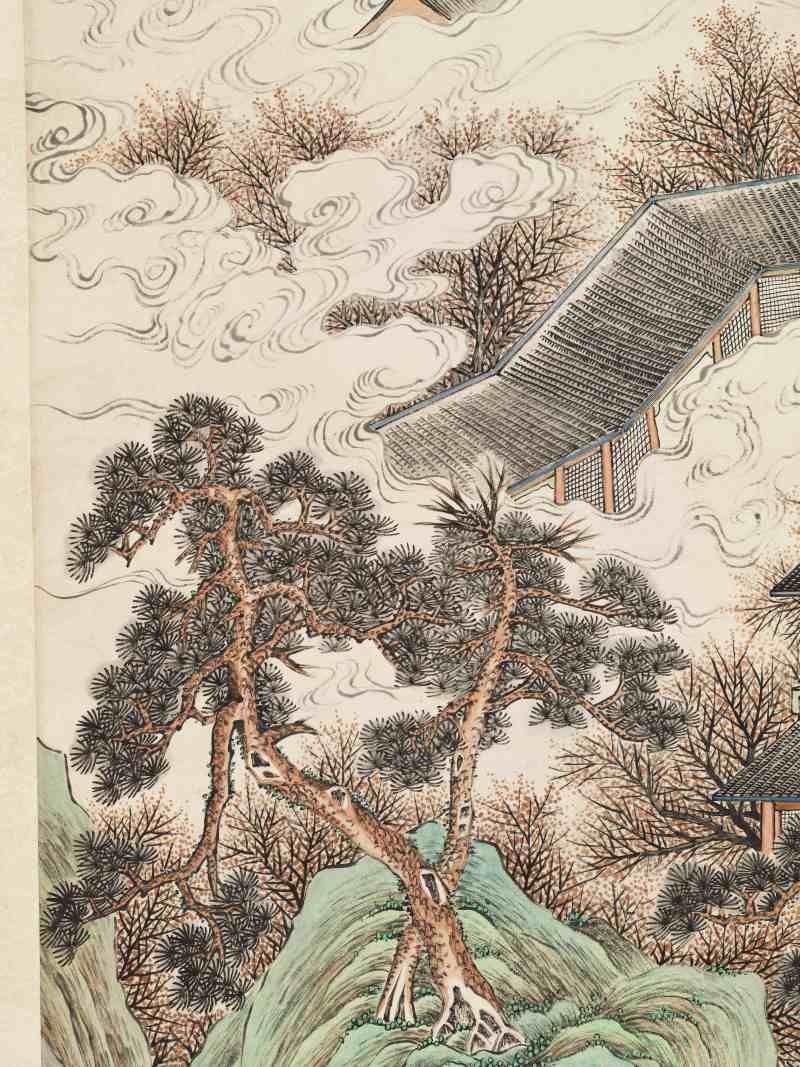 丙子（1936年）作 彭旸 仿仇英山水 - 图5