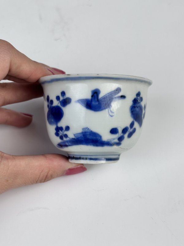 明晚期青花花鸟纹杯 - 图5