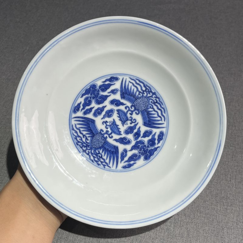 清光绪青花凤纹盖碗 - 图9