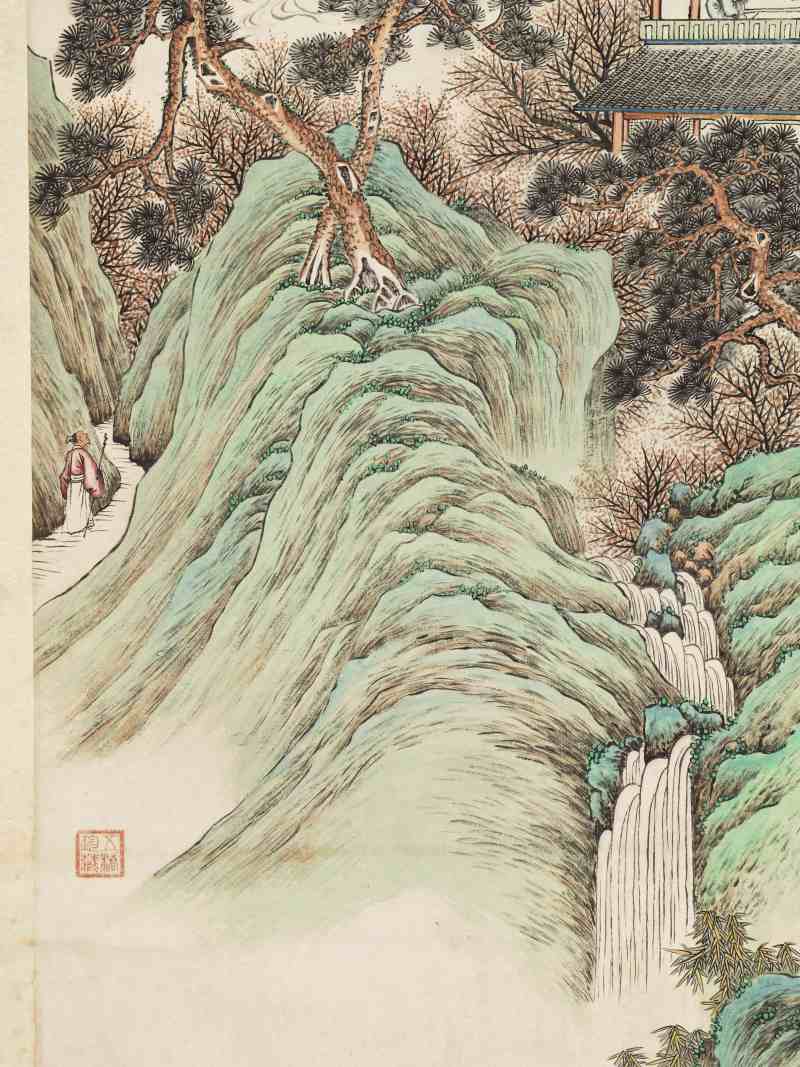丙子（1936年）作 彭旸 仿仇英山水 - 图6