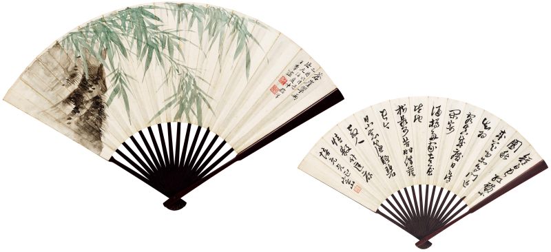 乙酉（1945年）作 王季迁、陈定山 苍崖翠雨·行书诗