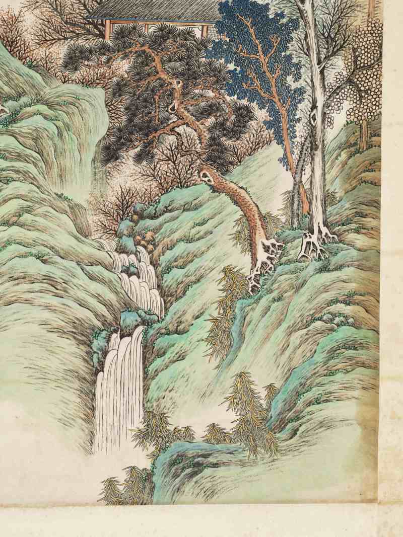 丙子（1936年）作 彭旸 仿仇英山水 - 图7