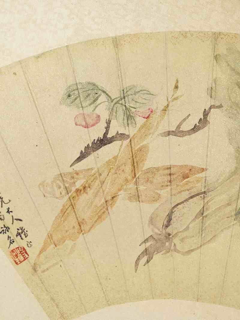 壬子（1852年）作 汤禄名 花果人物三帧 - 图5