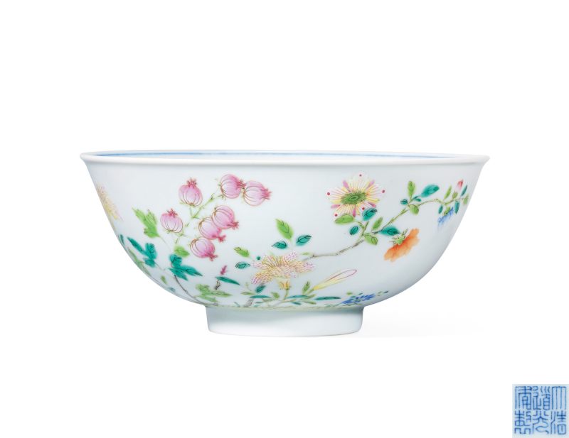 清道光 粉彩花卉紋碗 - 图1