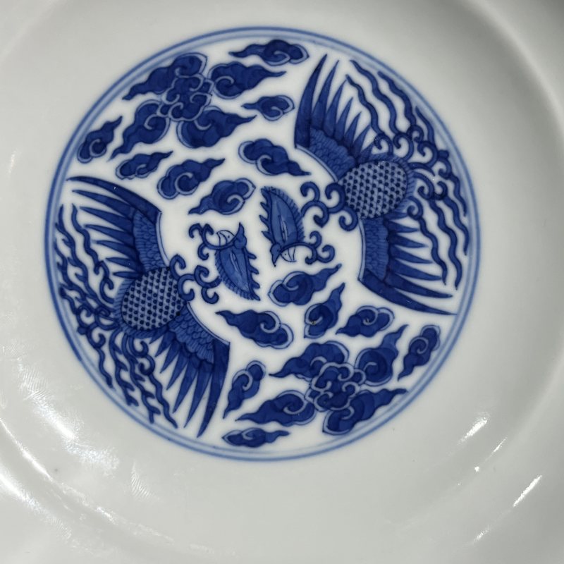 清光绪青花凤纹盖碗 - 图10