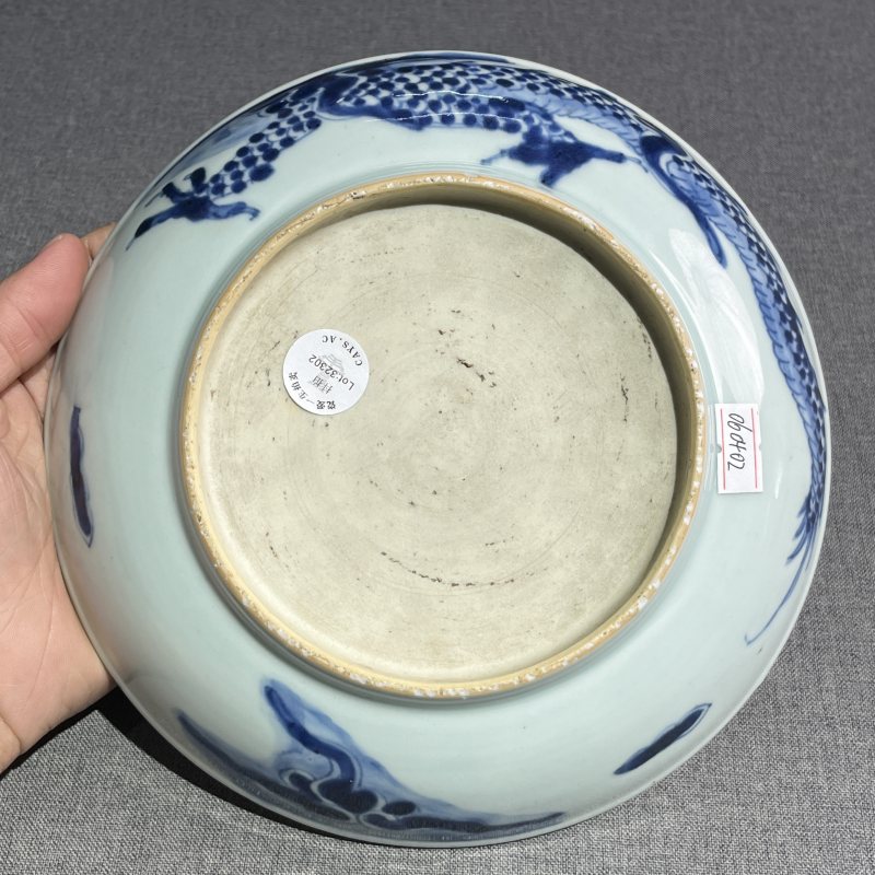 清雍正青花过墙龙纹盘 - 图8