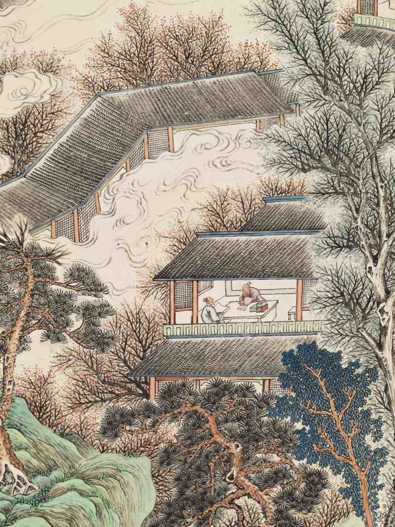 丙子（1936年）作 彭旸 仿仇英山水 - 图9
