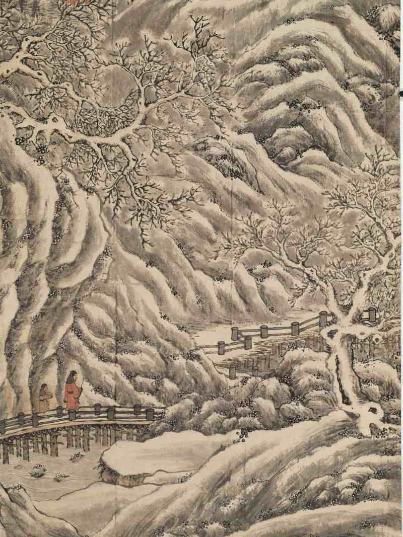 甲午（1834年）作 潘思牧（款） 仿戴文进关山积雪图通景六屏 - 图14