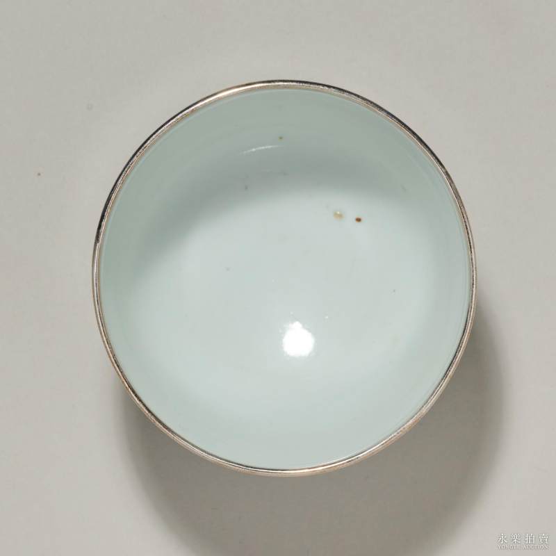 清晚期 青花山水人物诗文杯 - 图4