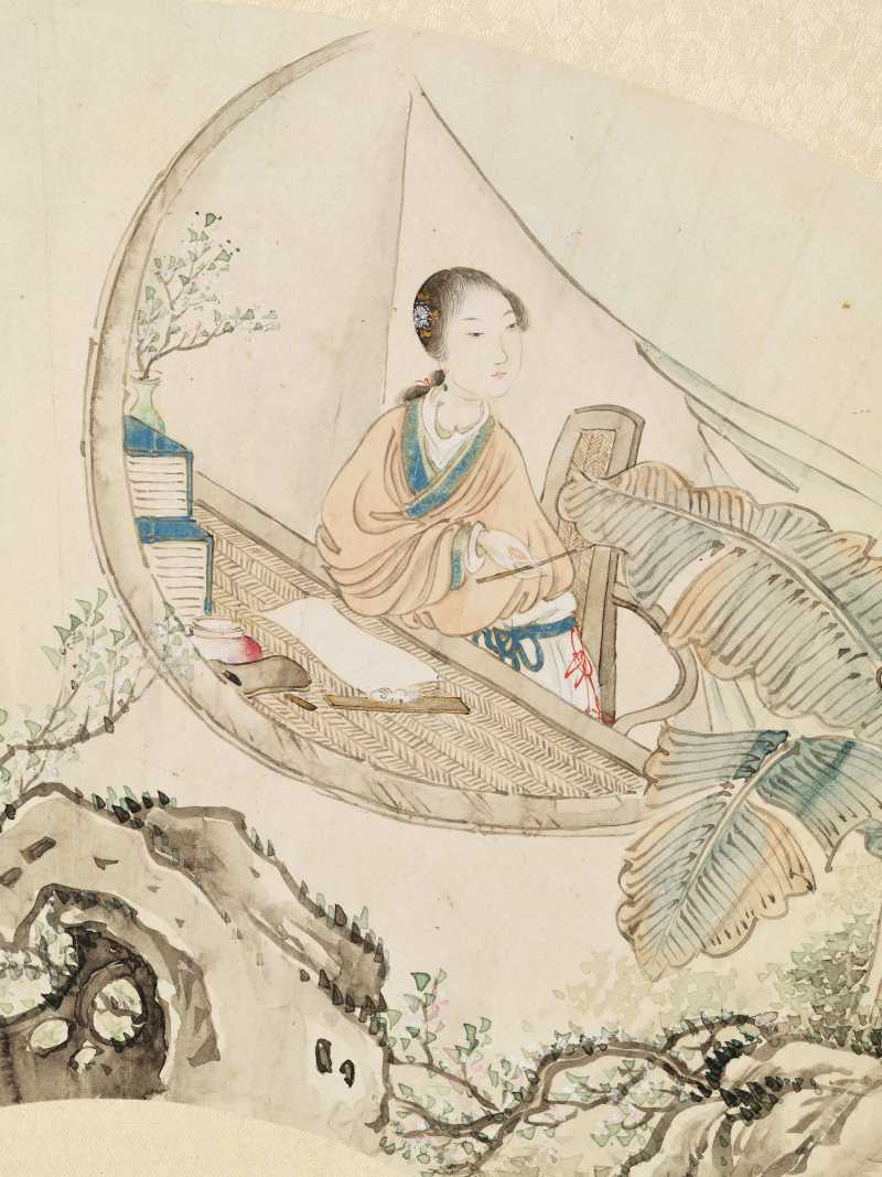 丁亥（1887年）、丁未（1907年）作 潘振节、潘振镛 仕女二帧 - 图3