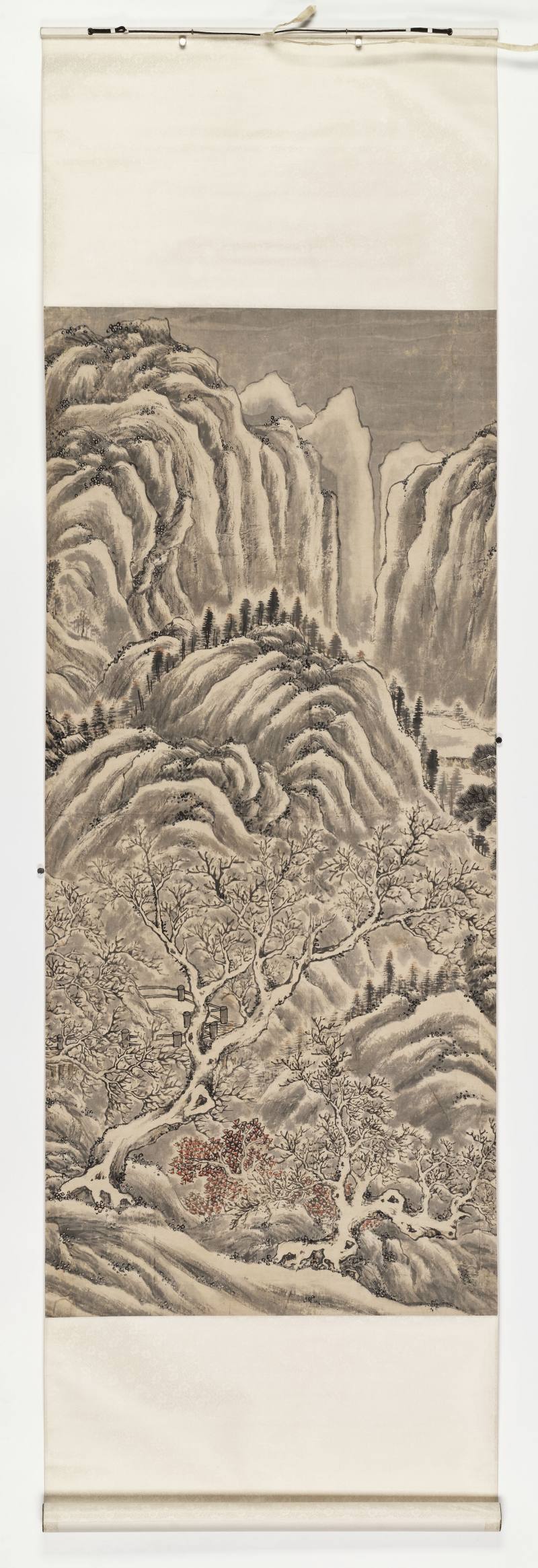 甲午（1834年）作 潘思牧（款） 仿戴文进关山积雪图通景六屏 - 图16