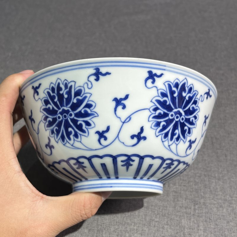 清光绪青花缠枝莲纹碗 - 图4