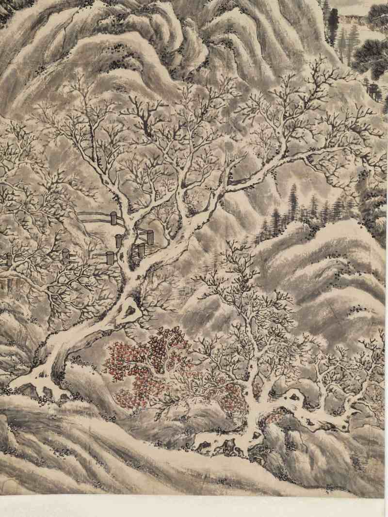 甲午（1834年）作 潘思牧（款） 仿戴文进关山积雪图通景六屏 - 图17