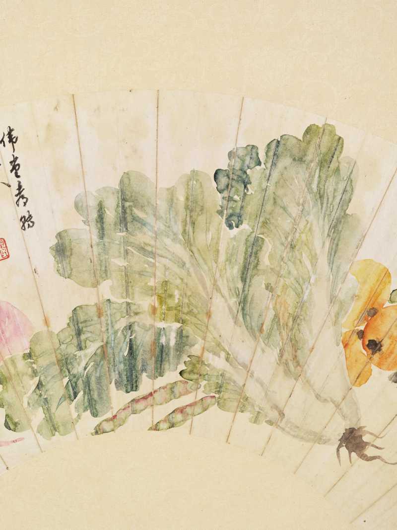 壬子（1852年）作 汤禄名 花果人物三帧 - 图9