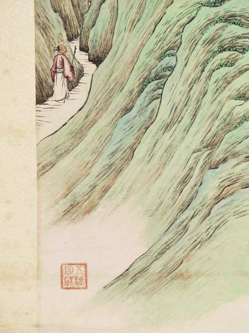 丙子（1936年）作 彭旸 仿仇英山水 - 图11