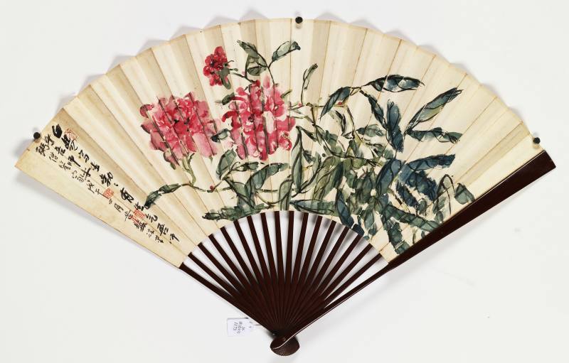 戊午（1918年）作 武曾保 牡丹·雨竹 - 图2