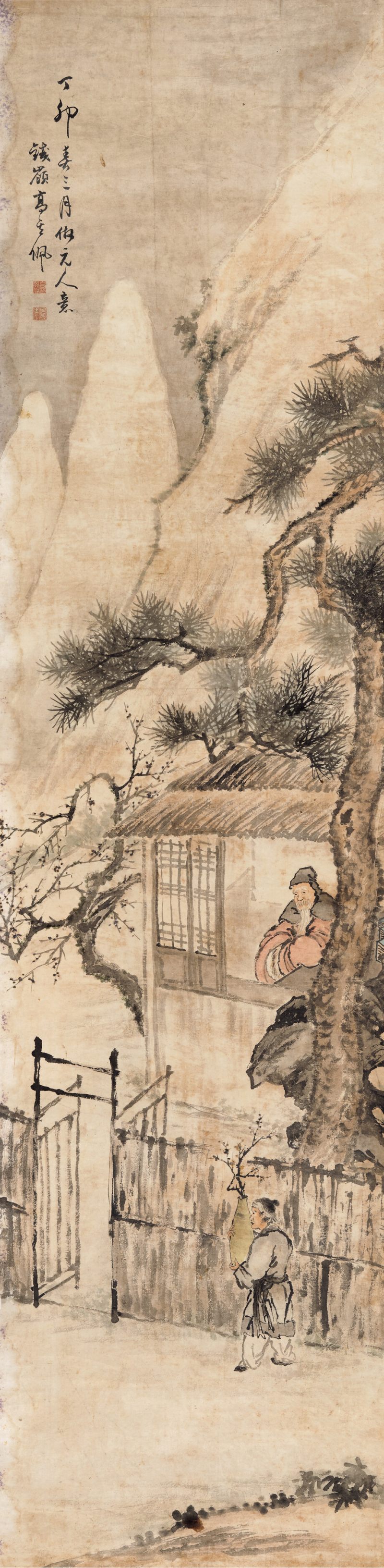 丁卯（1688年）作 高其佩（款） 寒斋独坐 - 图1