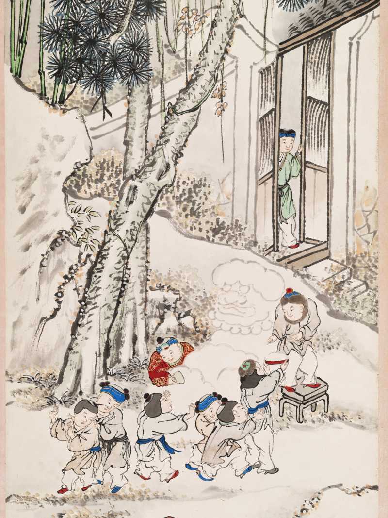 顾让 百子四屏 - 图45