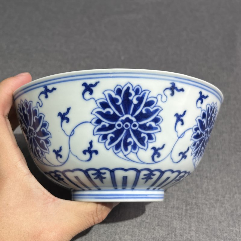 清光绪青花缠枝莲纹碗 - 图5