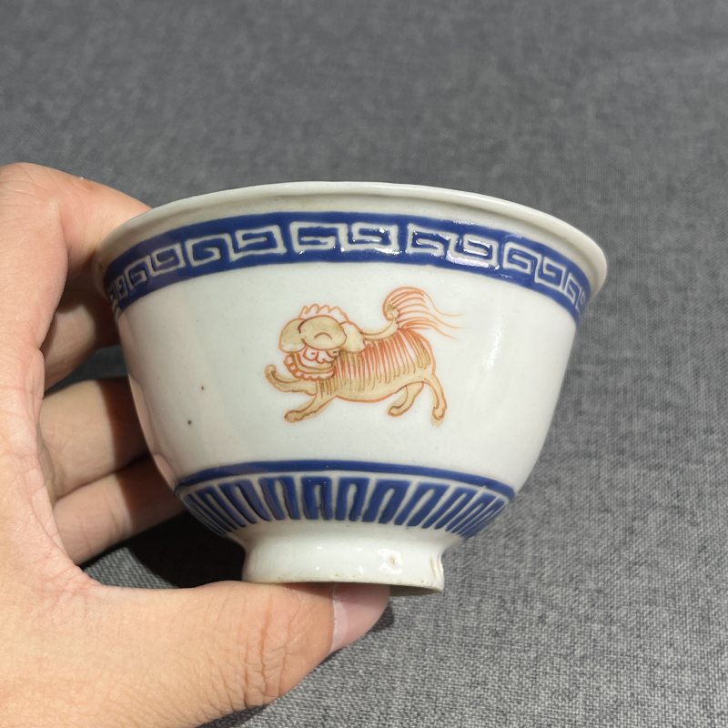 清乾隆粉彩狮子茶圆一对 - 图11
