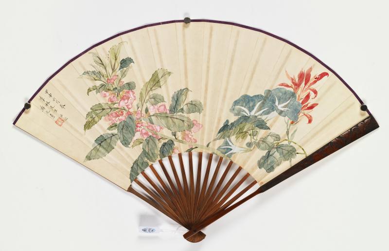 甲申（1944年）、戊戌（1898年）作 郑元素、沙馥等 花鸟成扇两柄 - 图13