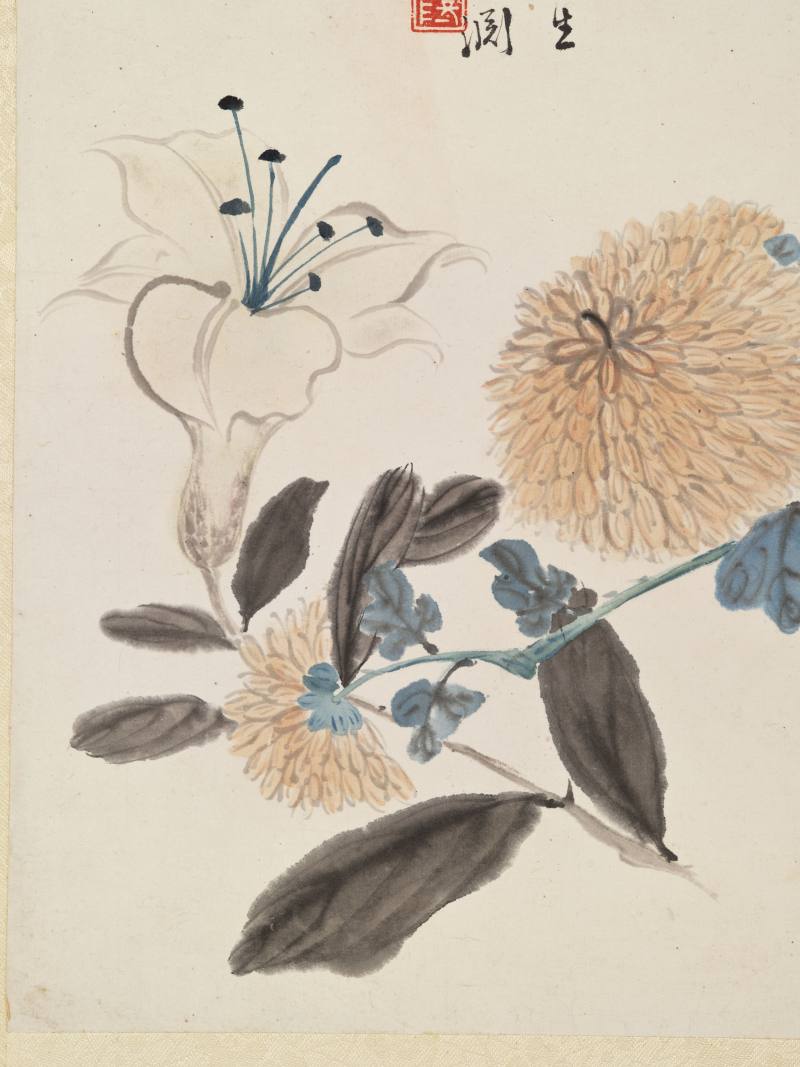 癸酉（1933年）、庚辰（1940年）、1941年作 朱文侯、叶潞渊、王师子等 各家花卉七帧 - 图26