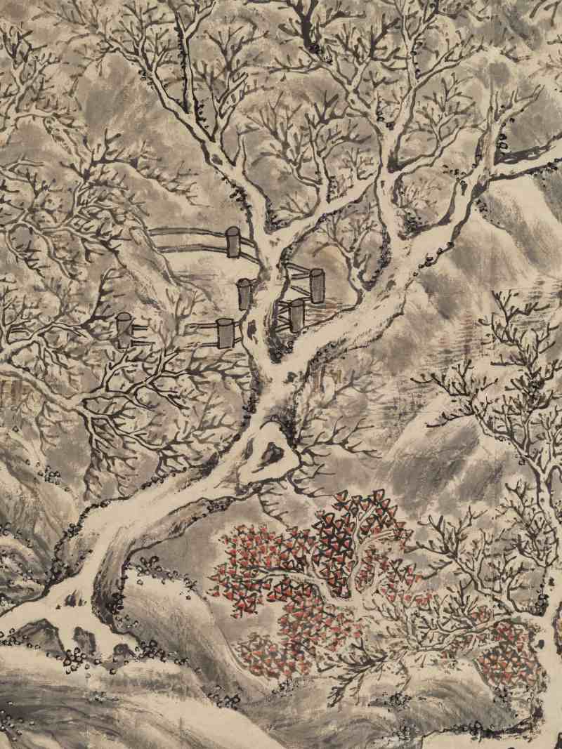 甲午（1834年）作 潘思牧（款） 仿戴文进关山积雪图通景六屏 - 图20
