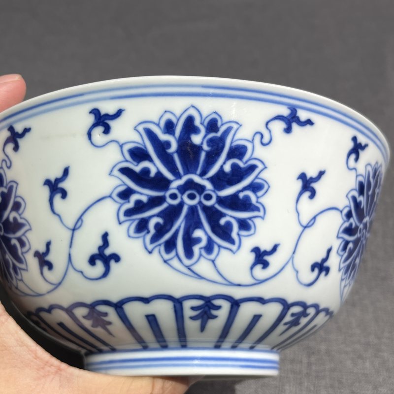 清光绪青花缠枝莲纹碗 - 图6