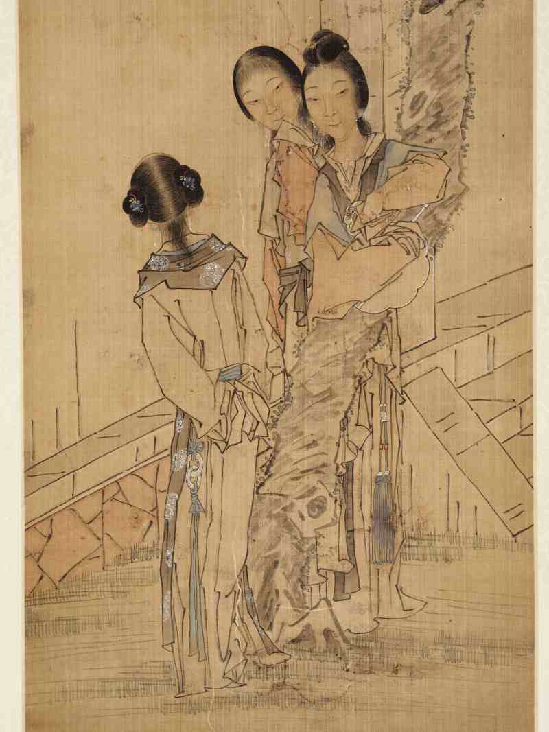 钱慧安 花荫仕女 - 图3