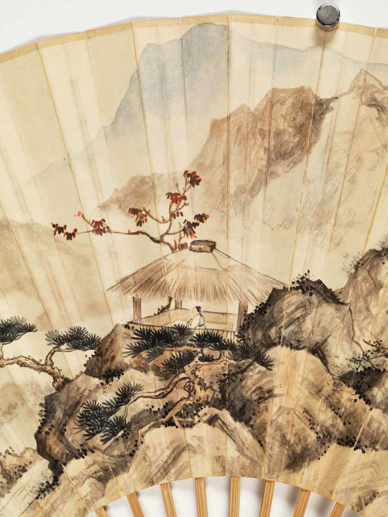 庚辰（1940年）、丁丑（1937年）作 汪溶、金执中、窦以锐、陈半丁 花鸟山水成扇三柄 - 图6