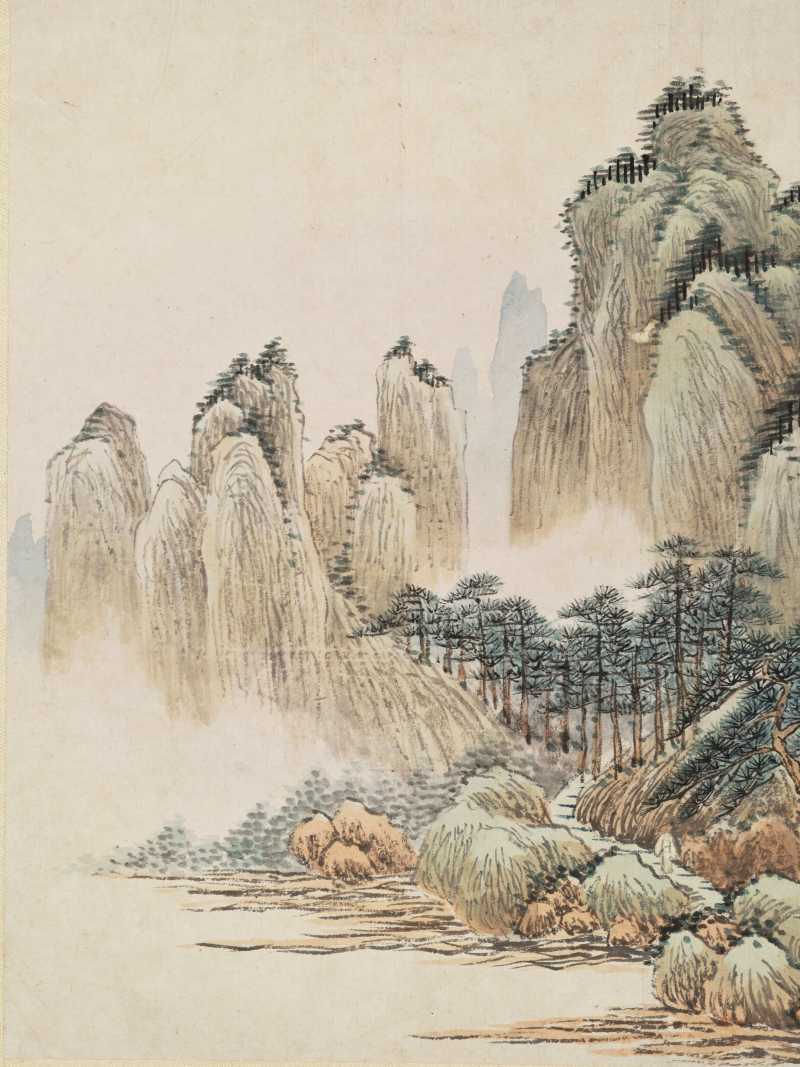 辛巳（1881年）、丁亥（1887年）作 吴榖祥、任颐 山水三帧 - 图18