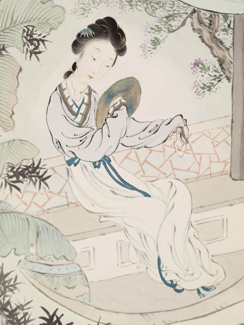 光绪丁未（1907年）作 潘琳 蕉簾对镜 - 图4