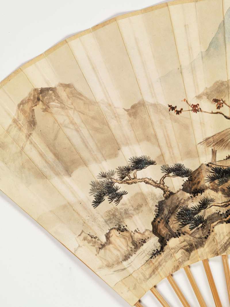 庚辰（1940年）、丁丑（1937年）作 汪溶、金执中、窦以锐、陈半丁 花鸟山水成扇三柄 - 图7
