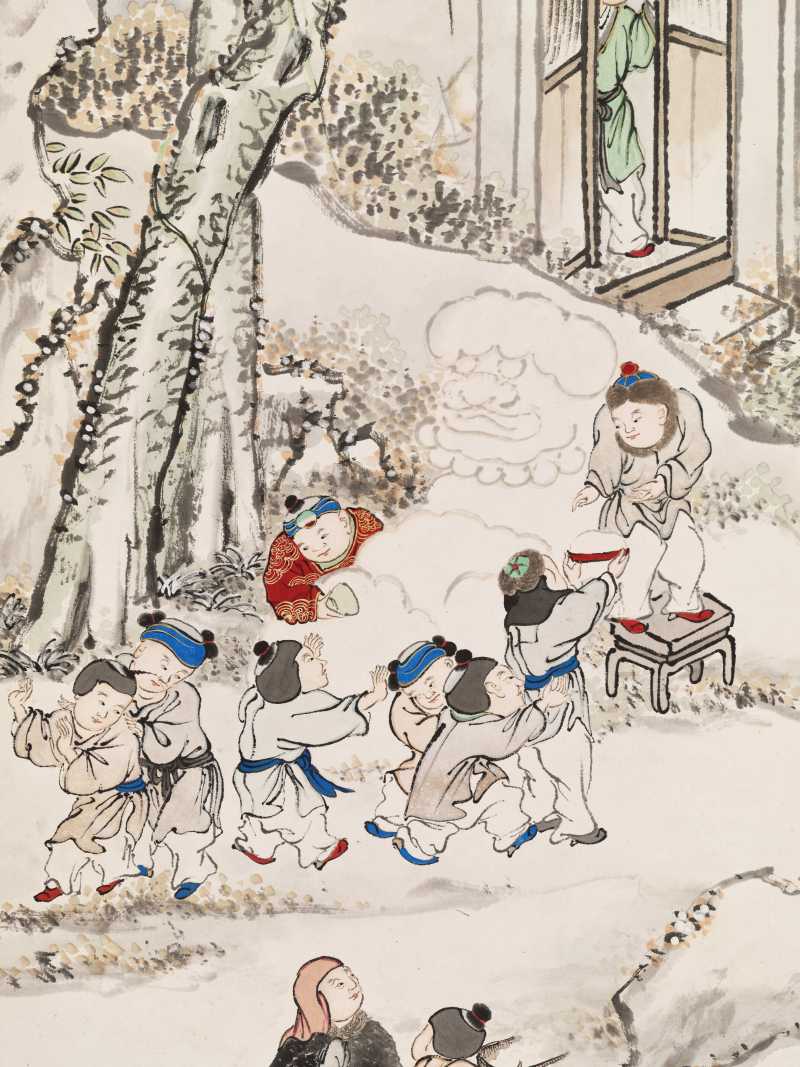 顾让 百子四屏 - 图48