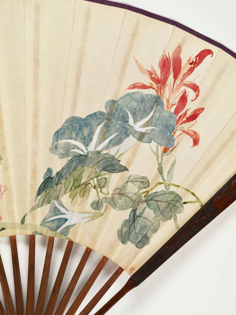 甲申（1944年）、戊戌（1898年）作 郑元素、沙馥等 花鸟成扇两柄 - 图15