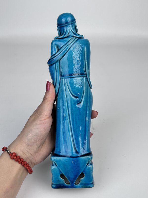 清晚期 孔雀蓝釉铁拐李瓷塑 - 图6