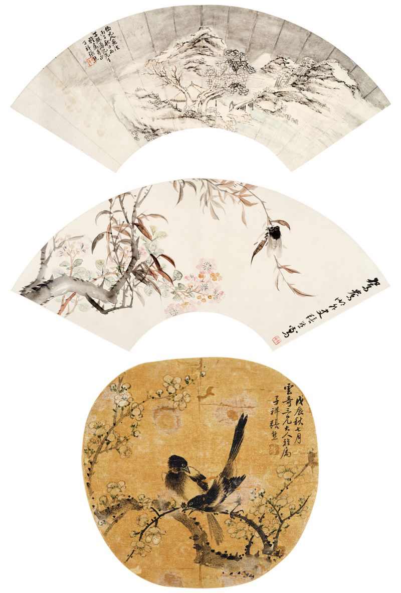 戊辰（1868年）、丙子（1876年）作 张熊 花鸟三帧 - 图1