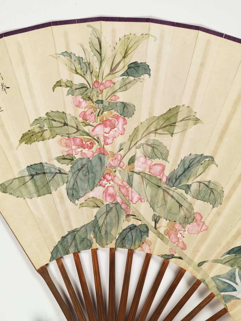 甲申（1944年）、戊戌（1898年）作 郑元素、沙馥等 花鸟成扇两柄 - 图16