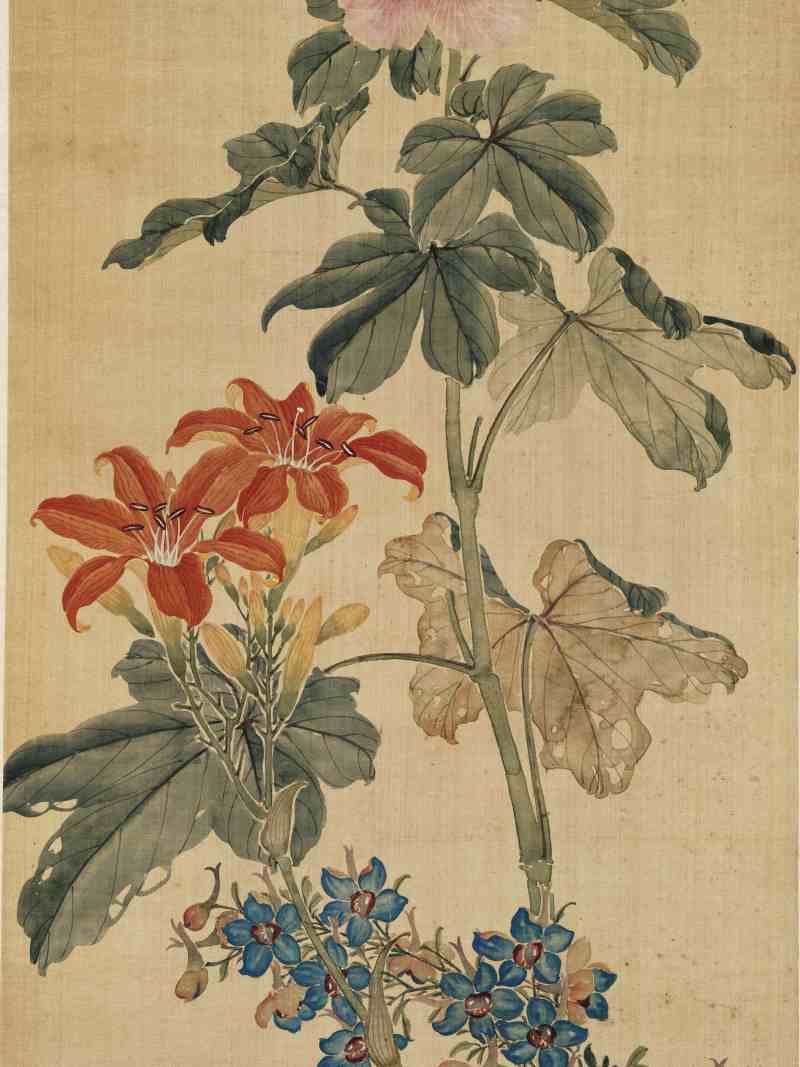 光绪丙午（1906年）作 慈禧（款） 花卉四屏 - 图5