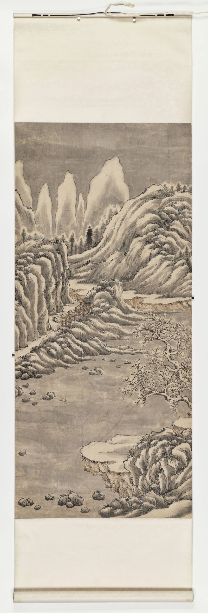 甲午（1834年）作 潘思牧（款） 仿戴文进关山积雪图通景六屏 - 图23