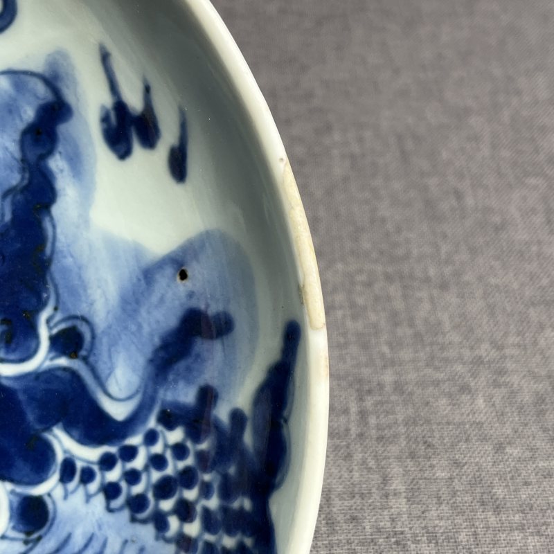 清雍正青花过墙龙纹盘 - 图12