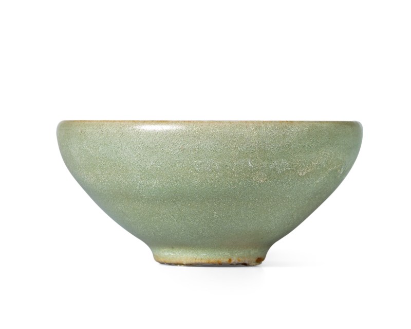 耀州窯青釉模印龜紋茶碗 - 图2