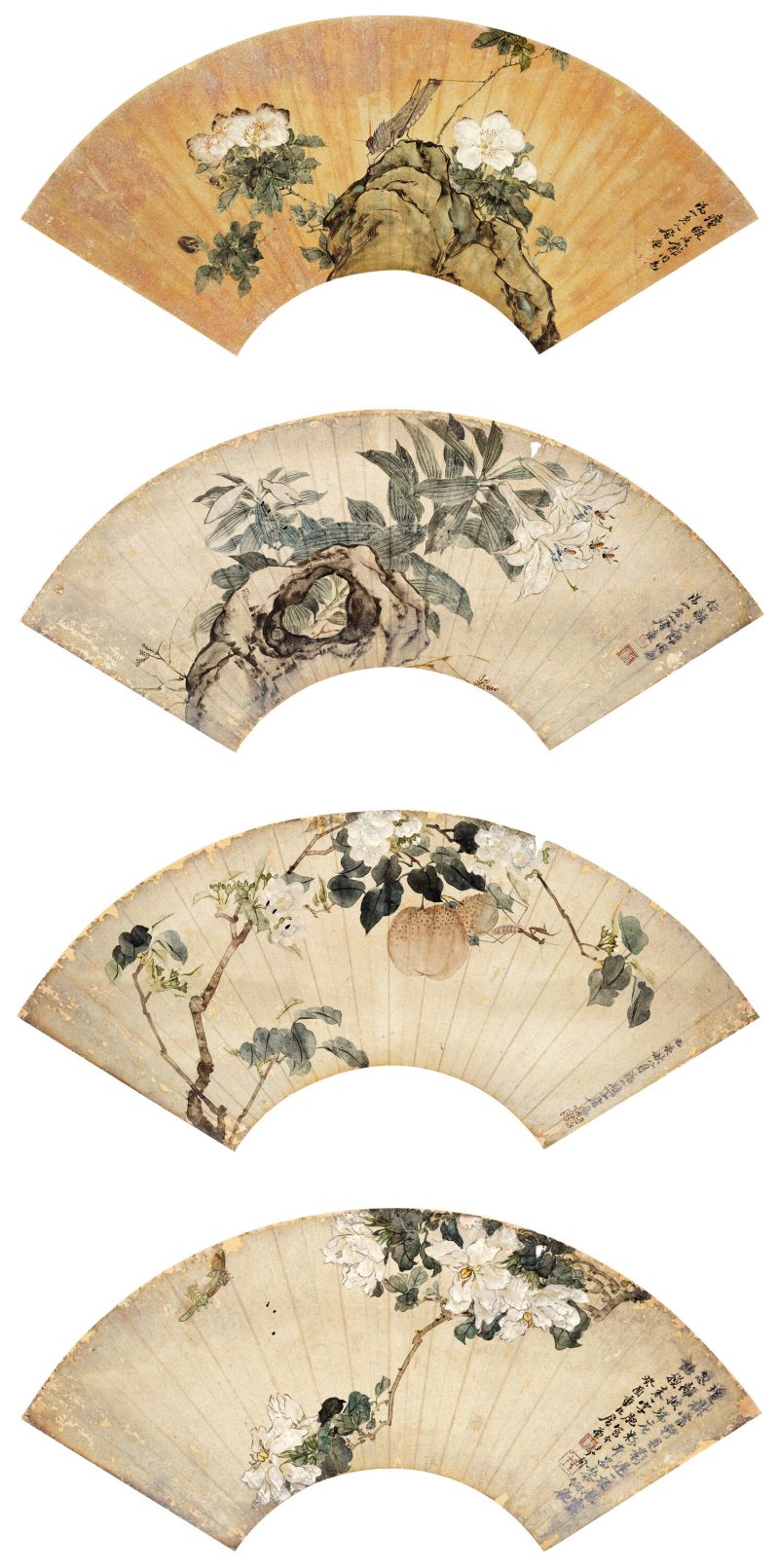癸酉（1873年）、己亥（1899年）作 居廉 花卉四帧 - 图1
