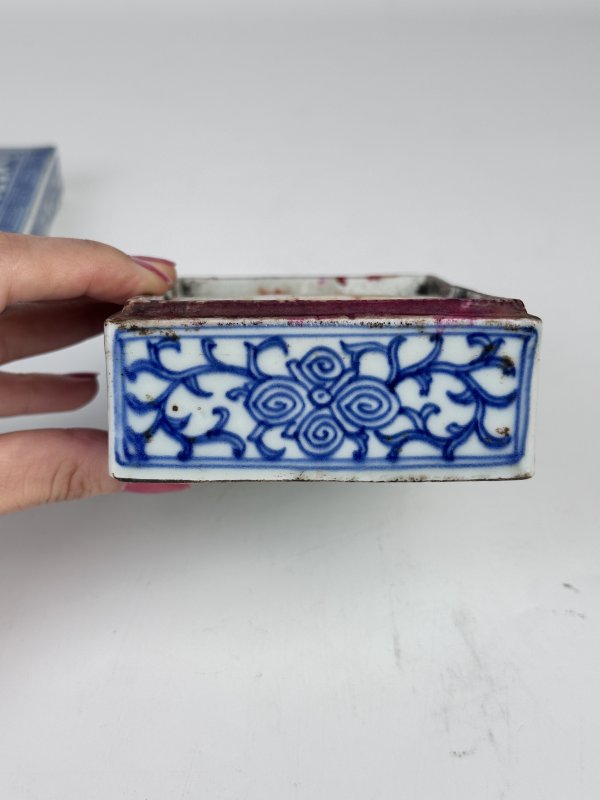 清中期 青花缠枝莲印泥盒 - 图3