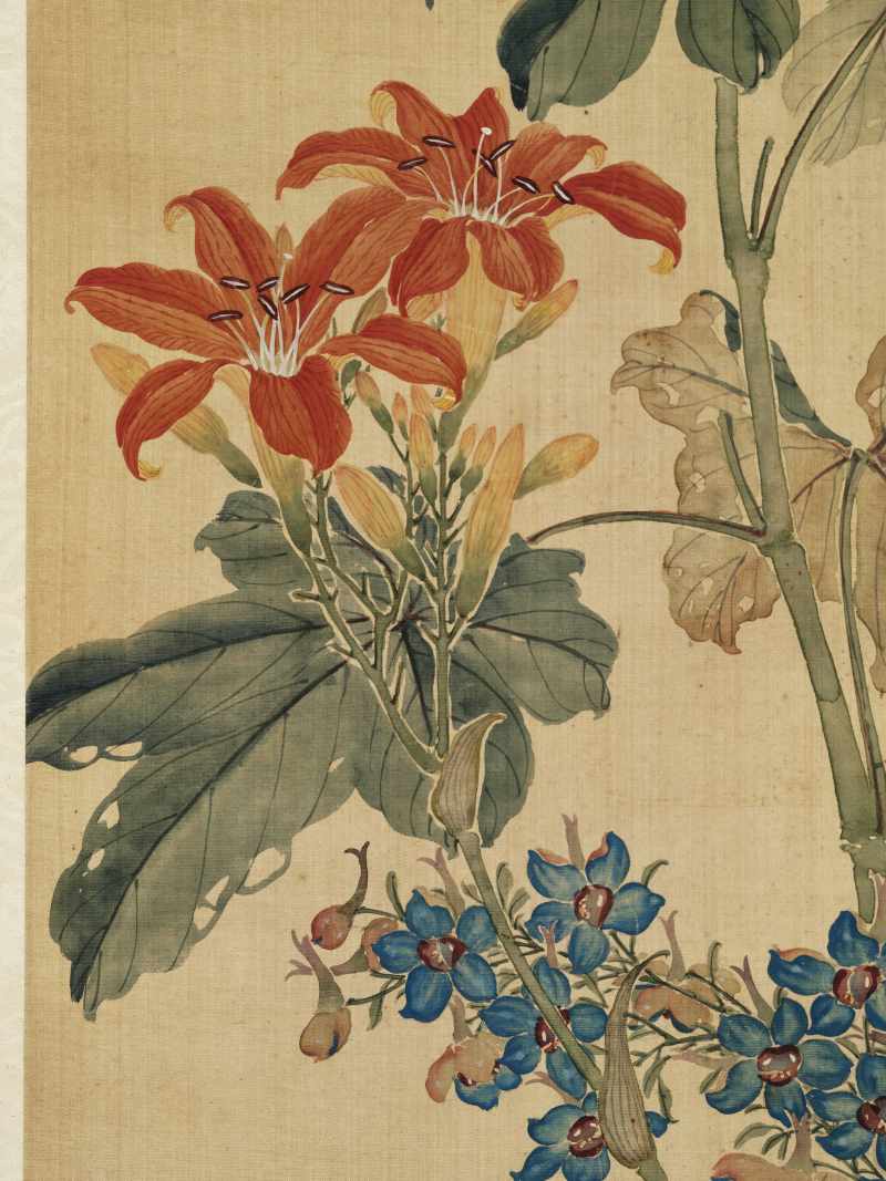 光绪丙午（1906年）作 慈禧（款） 花卉四屏 - 图6