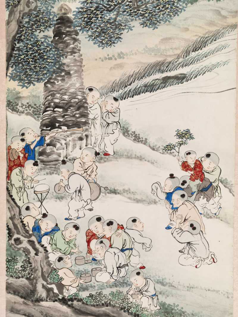 顾让 百子四屏 - 图4